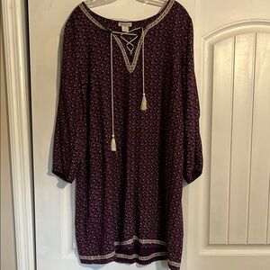 Lucky Brand Plum Lace-Up Tunic